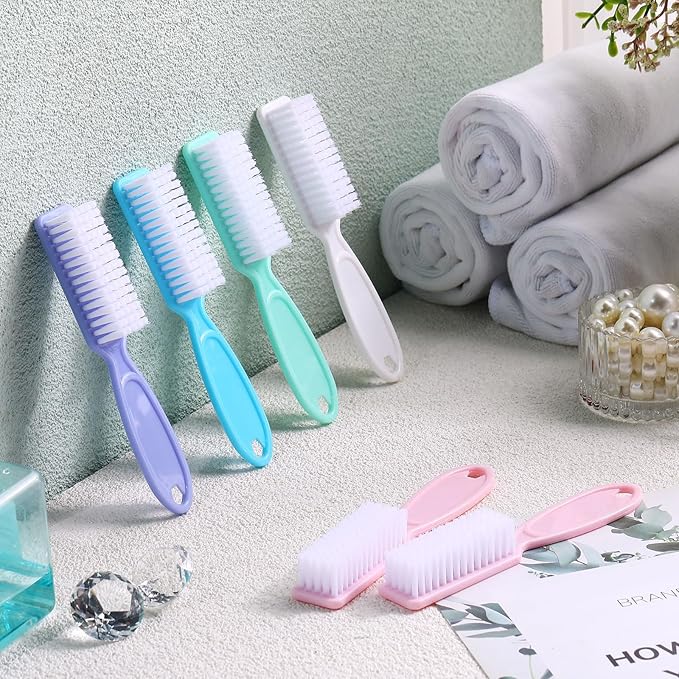 Patelai 30 Pcs Nail Scrubber Brushes Bulk Handle Grip Manicure Brushes for Cleaning Fingernails Pedicure Cleaning Brush for Toes and Fingernail Cleaning(Macaron Colors)