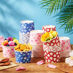 CHENGU 60 Pcs 9 oz Hawaii Hibiscus and Tropical Leaves Ice Cream Cups, Tropical - Image 6