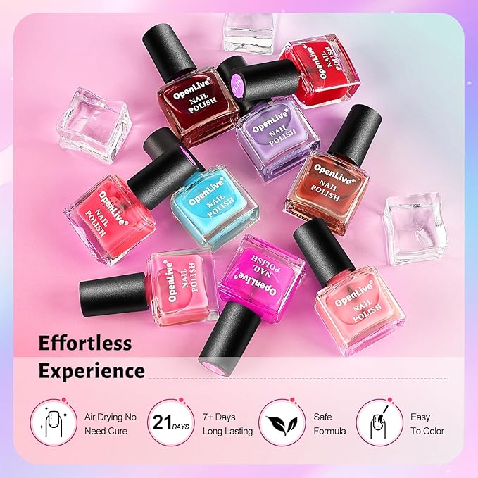 Jelly Nail Polish Set, 10 Color With 2PCS Base and Top Coat Nail Polish