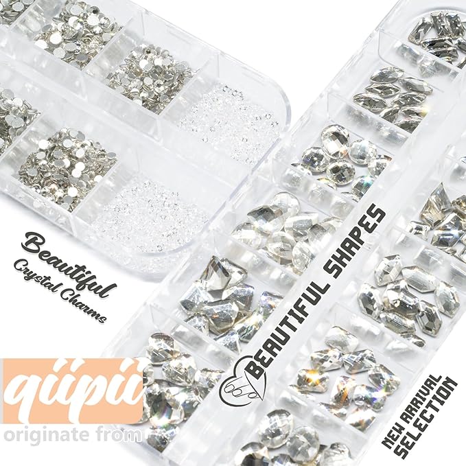 4080Pcs Silver Clear Nail Rhinestones Crystal White Stones More Quantity 1.5-4mm Flatback Round Beads K9 Glass Gems Nail Art Diamonds Jewels Charms for Nails Face Eyes Makeup Shoes DIY Crafts