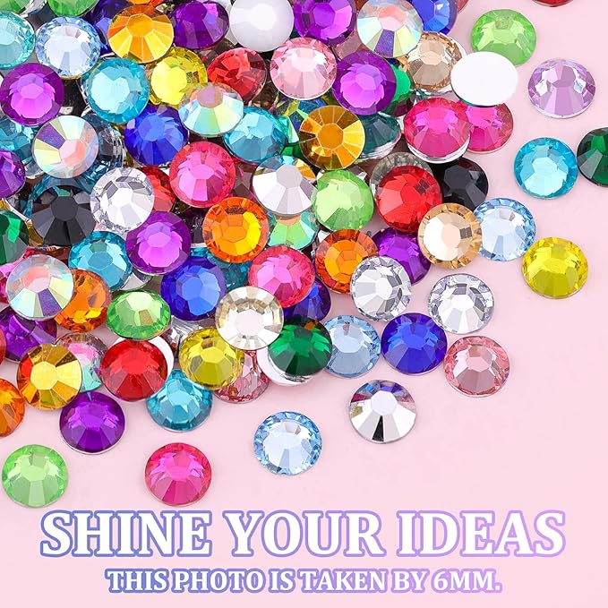 20000Pcs Resin Rhinestones for Crafting, Multicolor 3/4/5mm Flacktback Gems with 1Pcs B7000 Jewelry Glue, Bedazzling Crystal for DIY Crafts Clothing Tumblers Mugs Shoes Fabric Nail Art