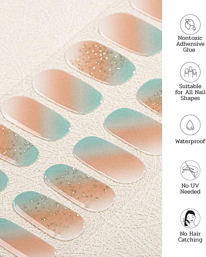 Nail Polish Strips - 22 Pcs Salon Quality Gel Nail Stickers - Long Lasting Wraps (Harvest A Pumpkin)