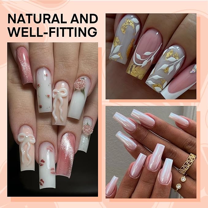 504PCS Half Cover False Nails Tips Acrylic Nail Tips Artificial False Nails Lady French Style Tip Acrylic Fake Nails For Nail Extensions Art Salon Home DIY