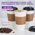 16 oz 100 Pack Disposable Coffee Cups - Image 5