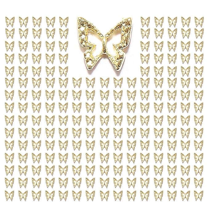 Golden Butterfly Nail Charms - 180pcs 3D Butterflies for Acrylic Nails, Alloy Studs, Jewels Decoration Supplies, DIY Crafts