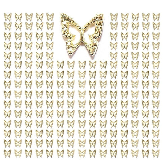 Golden Butterfly Nail Charms - 180pcs 3D Butterflies for Acrylic Nails, Alloy Studs, Jewels Decoration Supplies, DIY Crafts