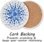 AD Set of 6 Coasters for Drinks Absorbing Round Ceramic Stone Coaster - Image 4