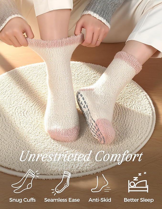 TEHOOK Warm & Cozy Gifts for Women, Stocking Stuufers, Fluffy Fuzzy Plush Sleeping Slipper Socks - Soft Warm Fabric