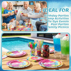 450 Pcs Tie Dye Party Tableware Set Decorations, Serves 50 | Rainbow Birthday - Image 5