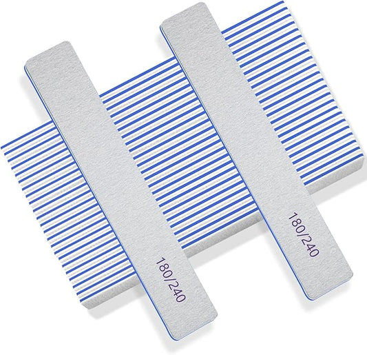 50pcs Nail Files 180/240 Grit - Professional Double Sided Emery Boards for Natural Nails