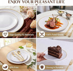 KIRE 100PCS White Plates with Gold Trim - Image 7