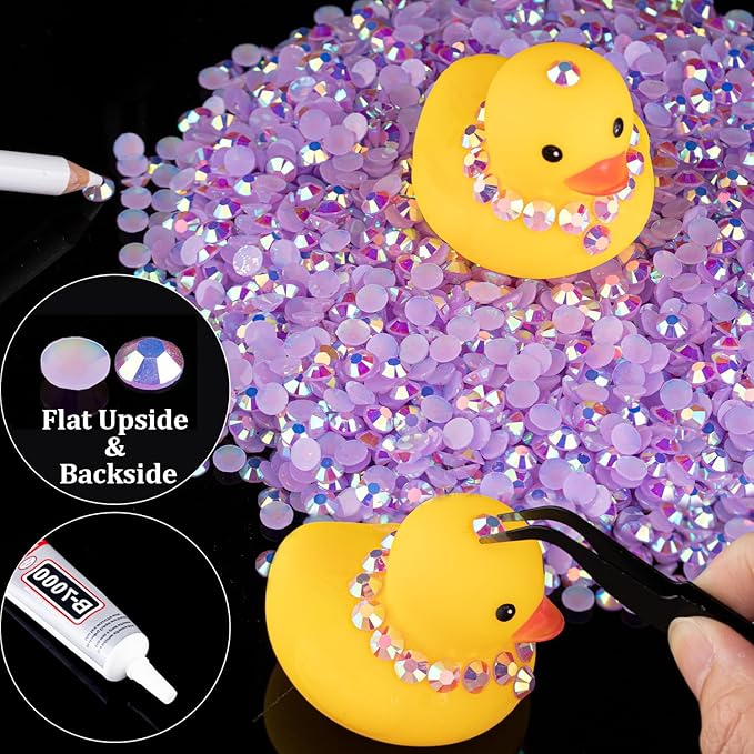 15000pcs 2mm Resin Rhinestones Bulk, Lavender Purple AB Flatback Round Jelly Rhinestones Bedazzling Non Hotfix Crystal Gems Large Quantity Wholesale for DIY Crafts Clothe Tumblers Face Makeup Manicure