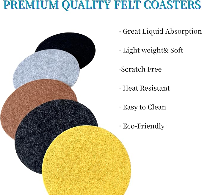 10 Pcs Felt Coasters with Holder, Coasters - Image 4