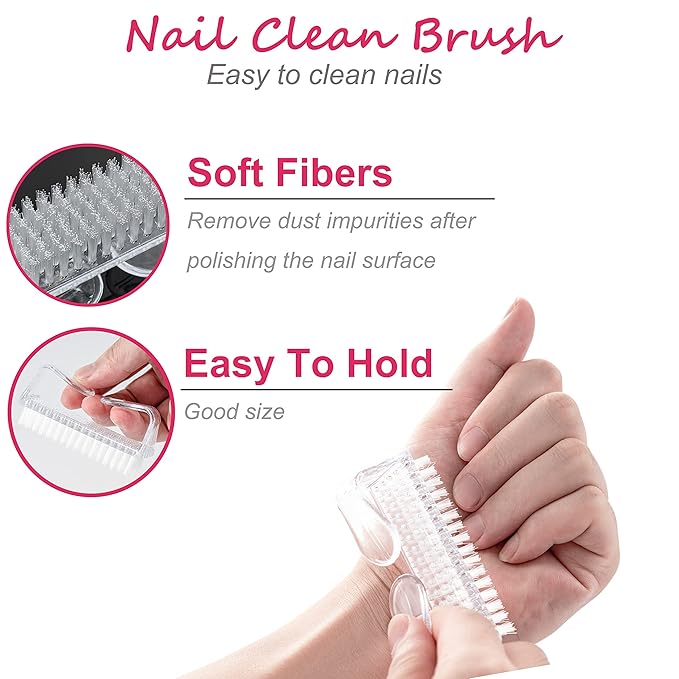 Gel Polish Remover Tools Kit - 10 Clips, 400 Lint-Free Wipes, Files 100/180, Buffer Block 400/4000, Brush, Cuticle Pusher & Peeler (Clear)