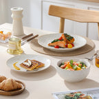 MALACASA 12 Pieces Dinnerware Sets, Farmhouse Plates and Bowls Sets, Embossed - Image 9