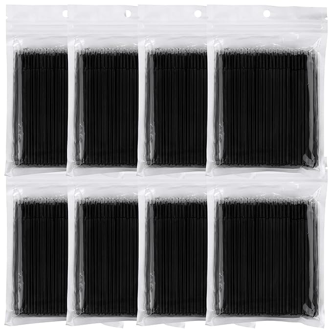 800 Pieces Microswabs for Eyelash Extensions, 10CM Lash Cotton Swabs, Microfiber Wands Brush for Lash Removal, Clean Mascara (Simple Packaging)-(Black)