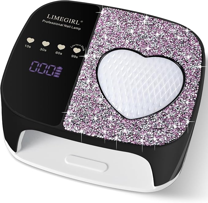 LimeGirl UV LED Nail Lamp Kit for Gel Polish Professional Fast Curing Black Dryer Light Set with 4 Timer Settings Cordless Rechargeable Nail Art Cure Machine for Manicure Pedicure at Home and Salon