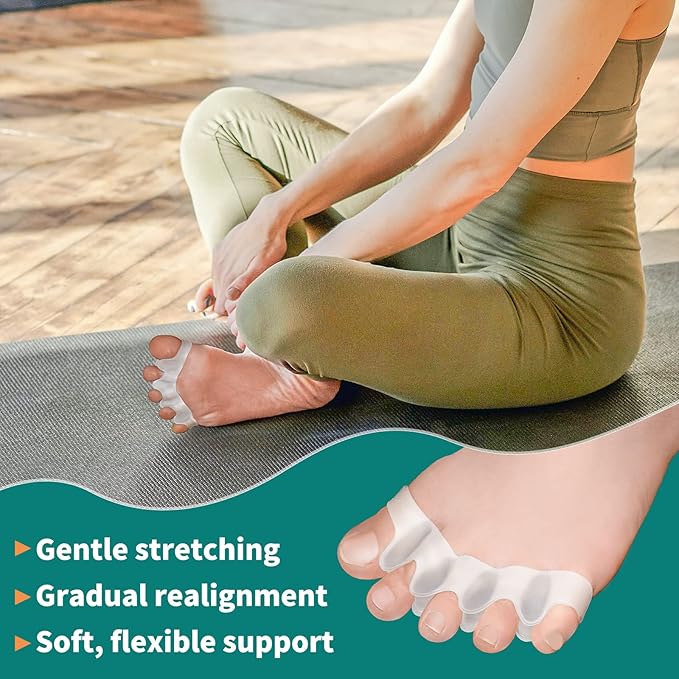 Pack of 10 Toe Separator, Silicone Toe Spacers for Correct Toe Alignment, Toe Spreader for Bunions Correct, Restore Overlapping Toes to Original Shape(Size: XL)
