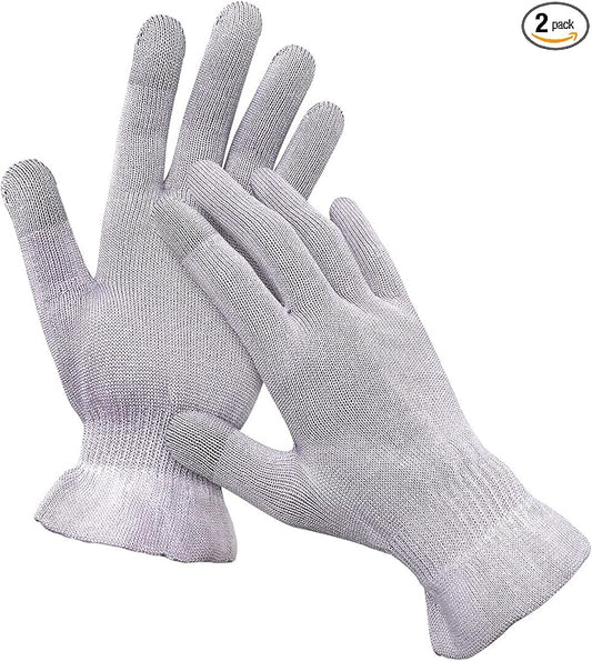 MIG4U Moisturizing Beauty Gloves Touchscreen Overnight Sleeping Glove for Women Dry Hands, Nighttime Lotion, Eczema, SPA, Cosmetic Treatment, Grey Purple 1 Pairs Size L/XL