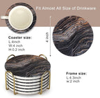6 Pcs Black Ceramic Stone Modern Coasters - Image 2