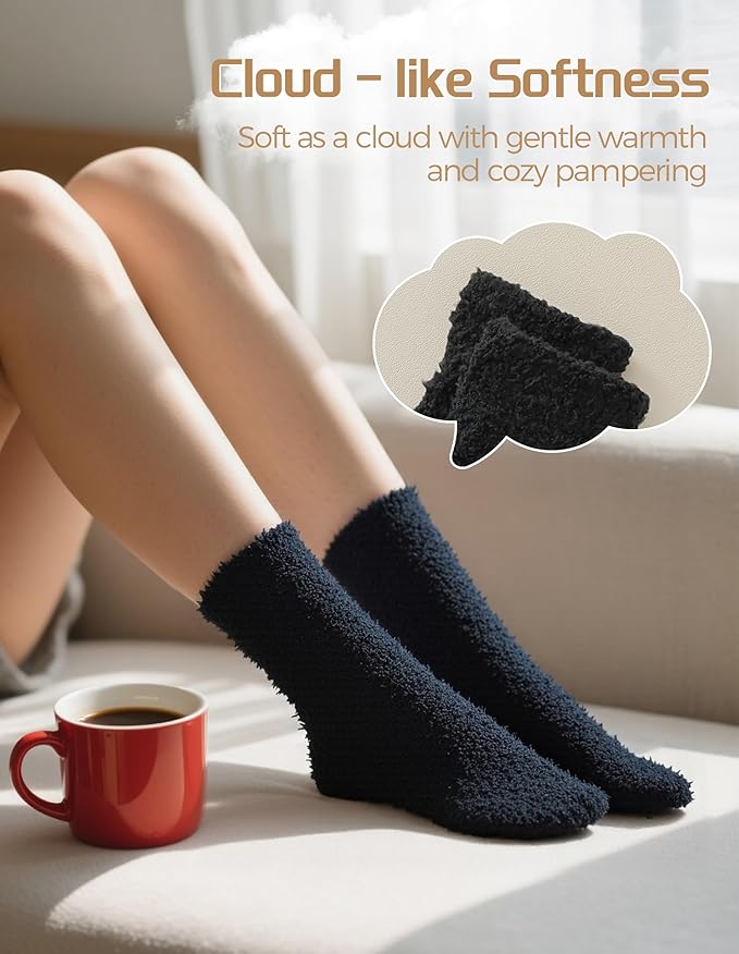 TEHOOK Warm & Cozy Gifts for Women, Stocking Stuufers, Fluffy Fuzzy Plush Sleeping Slipper Socks - Soft Warm Fabric