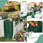 12 Pack Emerald Green Cheesecloth Table Runner 17x108 Inch Semi Sheer Boho - Image 6