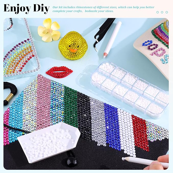 6100Pcs Resin Rhinestones for Crafting with 2Pcs 10ml B7000 Jewelry Glue, 1 Box Flatback Crystals Diamond (White) for Bedazzling Crafts DIY Nail Art Non Hotfix Gems for Clothing Shoes