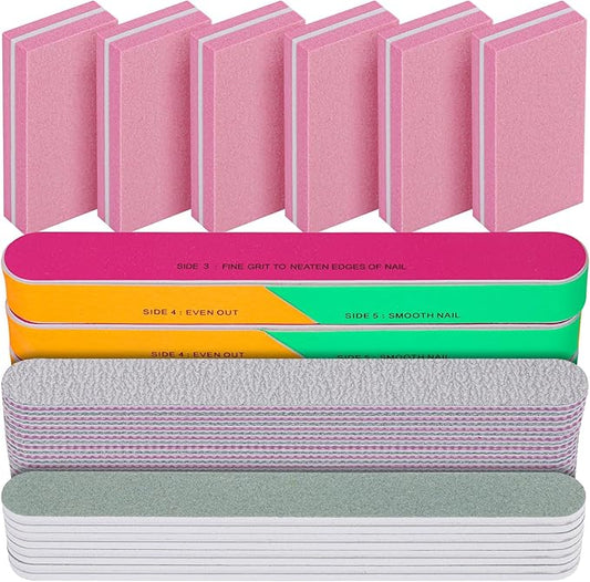 Nail Files and Buffers Set- 32Pcs Manicure Tools Emery Board for Nails, 100/180 Grit, Multiple Sides