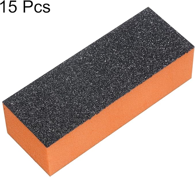 HARFINGTON 15pcs Nail Buffer Blocks 60/80/80 3 Sided Grit Nail Sanding Buffing File Block Manicure Tool for Acrylic Nail Shine Polishing Buffer, Orange