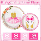 96Pcs Ballerina Ballet Dancing Girl Party Plates Supplies Tableware Decorations - Image 3