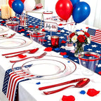 SUT 350 Pcs Red and Clear Plastic Dinnerware Set - Image 2