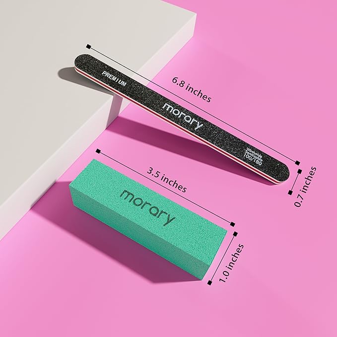 Nail Files and Buffers 12Pcs Professional Manicure Tools Kit, 6 Pcs Black Double Sided 100/180 Grit Nail Files & 6 Pcs Rectangular Nail Buffer Block Mulit Color