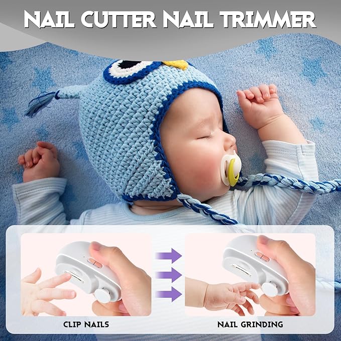 Electric Nail Clipper,2 in 1 Automatic Nail Trimmer with Polishing,Portable Fingernail Cutter 2 Speeds File Nail Clip Storage Rechargeable Safety Trimmer for Baby, Kids, Adults, Seniors (White)