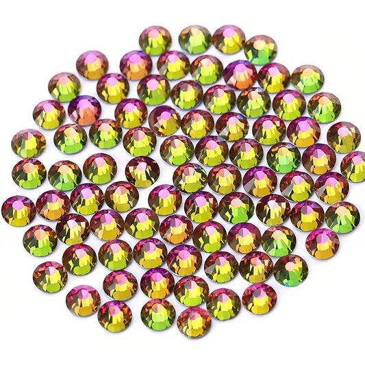 Novani Rhinestones 3000Pcs Flatback Crystal Round Loose Gemstones Glass Rhinestones for Crafts Makeup Nail Art Clothes Shoes DIY Decorations(SS8, 2.3-2.5mm,Rainbow)