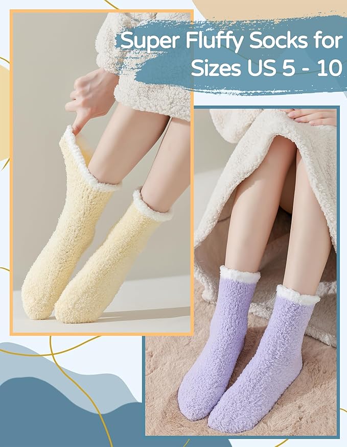 TEHOOK Warm & Cozy Gifts for Women, Stocking Stuufers, Fluffy Fuzzy Plush Sleeping Slipper Socks - Soft Warm Fabric