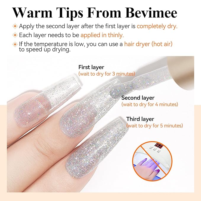 Glitter Nail Polish, 12ML Shimmer Holographic Reflective Nail Polish Air Fast Drying Sparkly Iridescent nail polish Varnish Nail Lacquer Transparent Natural Nail Art for Beginner-1PC