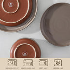 MALACASA Plates and Bowls Sets, 18 Pieces Modern Ceramic Dinnerware Set - Image 4
