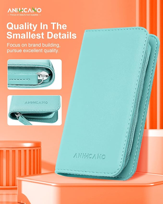 Manicure & Pedicure Kit for Men & Women, ANIHICANO 8-in-1 Premium Stainless Steel Personal Care Tools Set with PU Leather Case, Travel-Friendly for Home & Professional Use (Champagne)