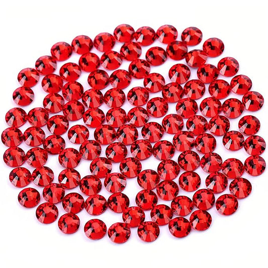 Novani Red Rhinestones, Flatback Loose Crystal Gemstones 288pcs Glass Rhinestones for Clothes Shoes Crafts Makeup Nail Art and DIY Decorations(SS30, Light Siam)