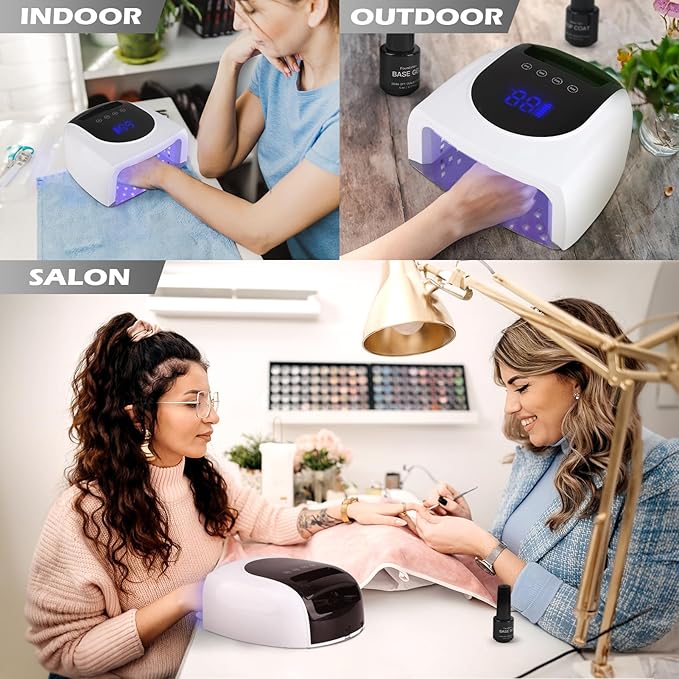 96W UV LED Cordless Nail Lamp,Nail Dryer with 42 Beads,UV Light for Gel Nails Manicure for Fingernails & Toenails,Professional LED Nail Lamp for Salons with 4 Timers and Smart Sensor (White)