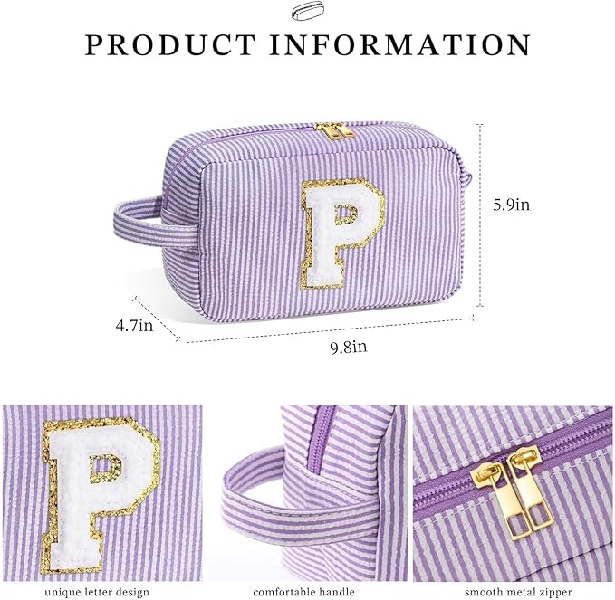 YOOLIFE Birthday Gifts - 21st 20th 30th 40th 50th 60th Birthday Gifts for Women, Happy Birthday Gifts, Personalized Birthday Gifts for Women, Monogram Initial Makeup Bag, Cosmetic Bag for Women S