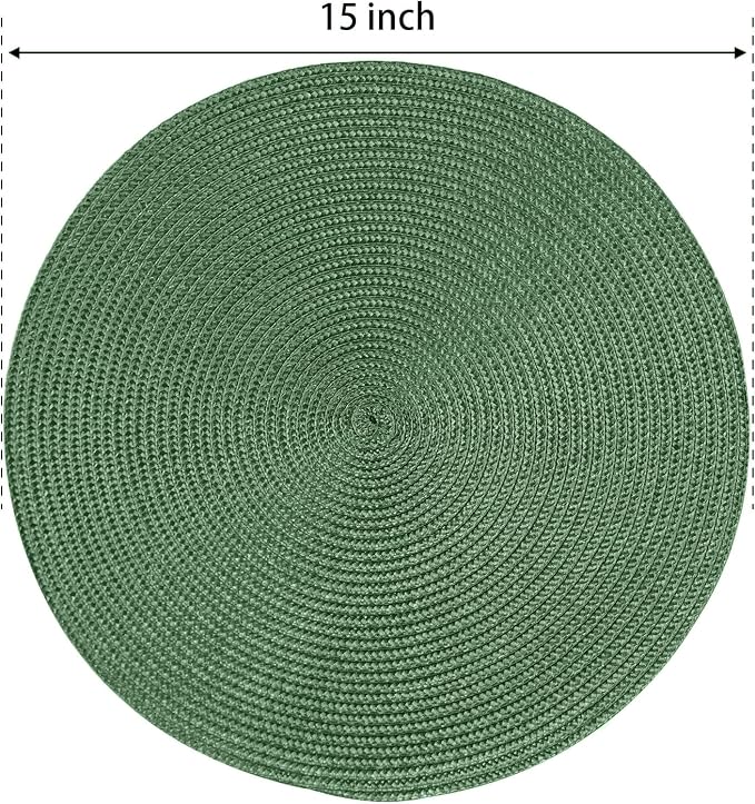 FunWheat Round Braided Placemats Set of 6 Table Mats - Image 2
