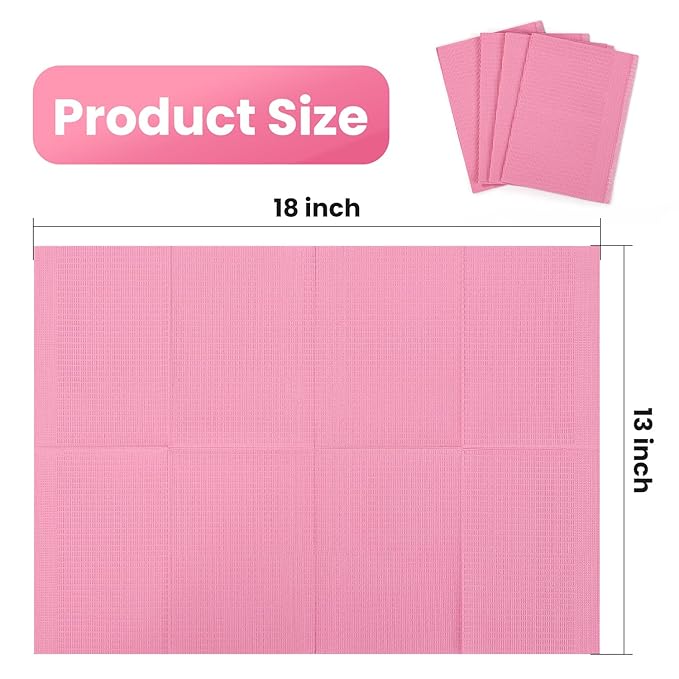 Etercycle Disposable Nail Mats - 50Pcs Fordable Nail Art Table Mats for Table Acrylic Nail Practice Sheet, 3 Ply Waterproof 13" X 18" Clean Pads Nail Art Accessories (Pink)