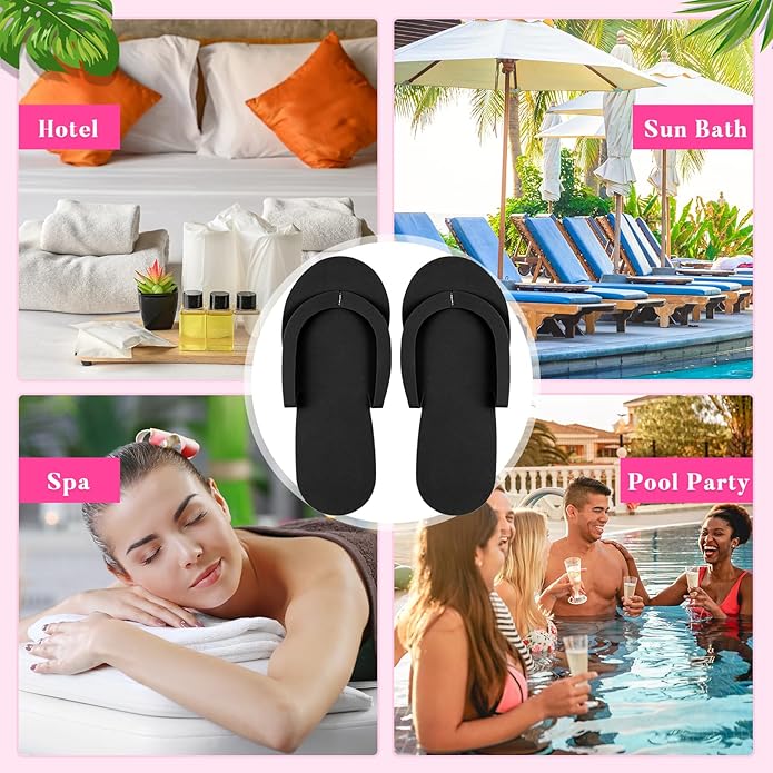 300 Pairs Disposable Pedicure Slippers and Toe Separators Kit Include 80 Disposable Foam Pedicure Flip Flops 220 Pairs Toe Separators for Women Nail Spa