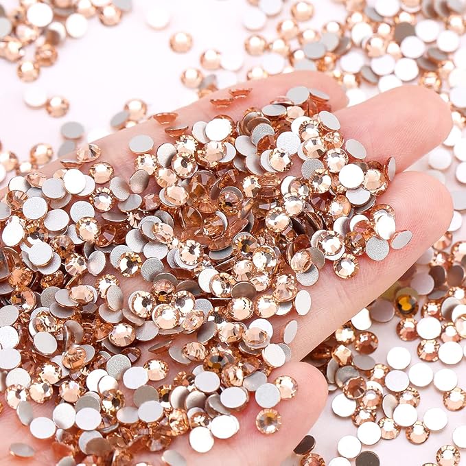 Novani Rhinestones 3000Pcs Flatback Crystal Round Loose Gemstones Glass Rhinestones for Crafts Makeup Nail Art Clothes Shoes DIY Decorations(SS10, 2.7-2.9mm,Champagne)