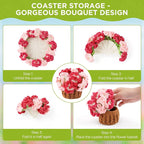 Crochet Flower Coasters, Handmade Bouquet Coasters - Image 3