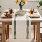 Artoid Mode Army Green Stripe Woven Rustic Table Runner 12x72 Inch | Holiday - Image 2