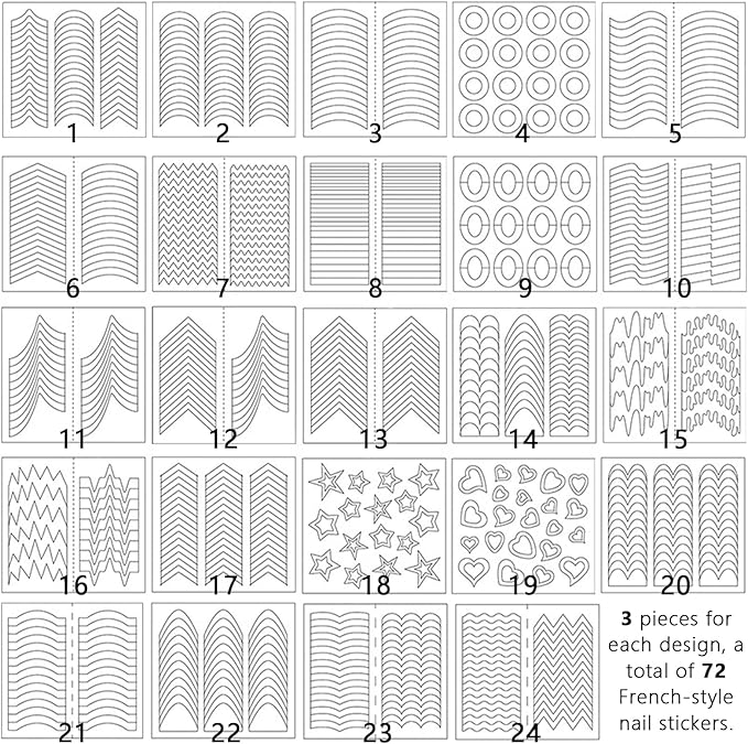 72 Sheets 2136 Pieces French Manicure Nail Art Stickers,32 Designs Self-Adhesive Nail Tips Guides for DIY Decoration Stencil Tools French tip Nail Guides kit (72 Sheets 32 Designs) US290 (72)
