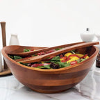 Woodard & Charles Wood Salad Bowl w/Servers, 11.75" x 11" x 5", Popcorn and - Image 2