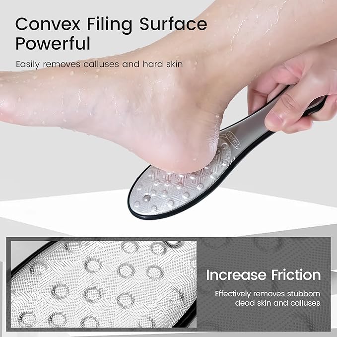 YTD likomey Stainless Steels Foot File,1 Pcs One Piece Molding Coarse Fine Double Sided Super Durable Foot Scrubber,for Wet or Dry Feet Callus Dead Skin Hard Skin Pedicure Remover Tool